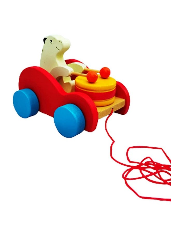 Smartcraft - Smartcraft Wooden Pull Along Toy Car Walking Cute Bear Vehicles for Toddlers Kids. - Image 1