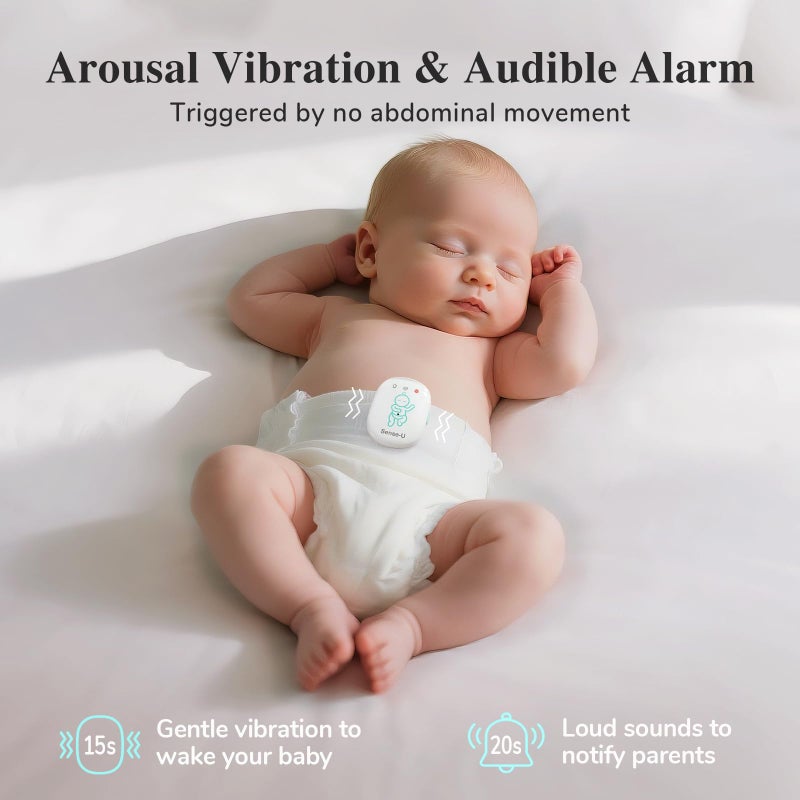 Sense-U Pro Baby Monitor â€“ Breathing Movement, Rollover & Overheating Trackers for Better Sleep, Simple Clip-On Smart Sleep Monitor with Arousal Vibration, Audible Alerts & Sleep Analysis - Image 3