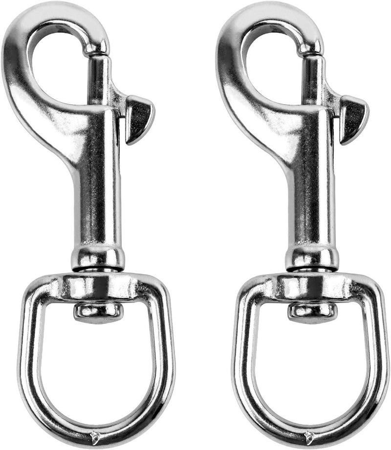 QWORK 3-1/2"Swivel Eye Bolt Snap Hook, 2Pcs, 316 Stainless Steel Single Ended Trigger Snap Clips for Diving/Pet Leash/Key Chain/Flag/Clothes Line - Image 1