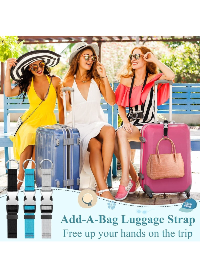 KASTWAVE - 3 Pcs Add a Bag Luggage Straps Jacket Gripper Heavy Duty Luggage Straps for Travel Belt Luggage with Buckle Adjustable Luggage Accessories (Black, Blue and Grey) - Image 1