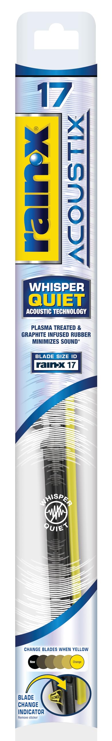 RainX Acoustix 17 Wiper Blades Pack Of 1 Whisper Quiet Automotive Replacement Windshield Wipers Plasma Treated Graphiteinfused Coating for Smooth Performance Longlasting Durability
