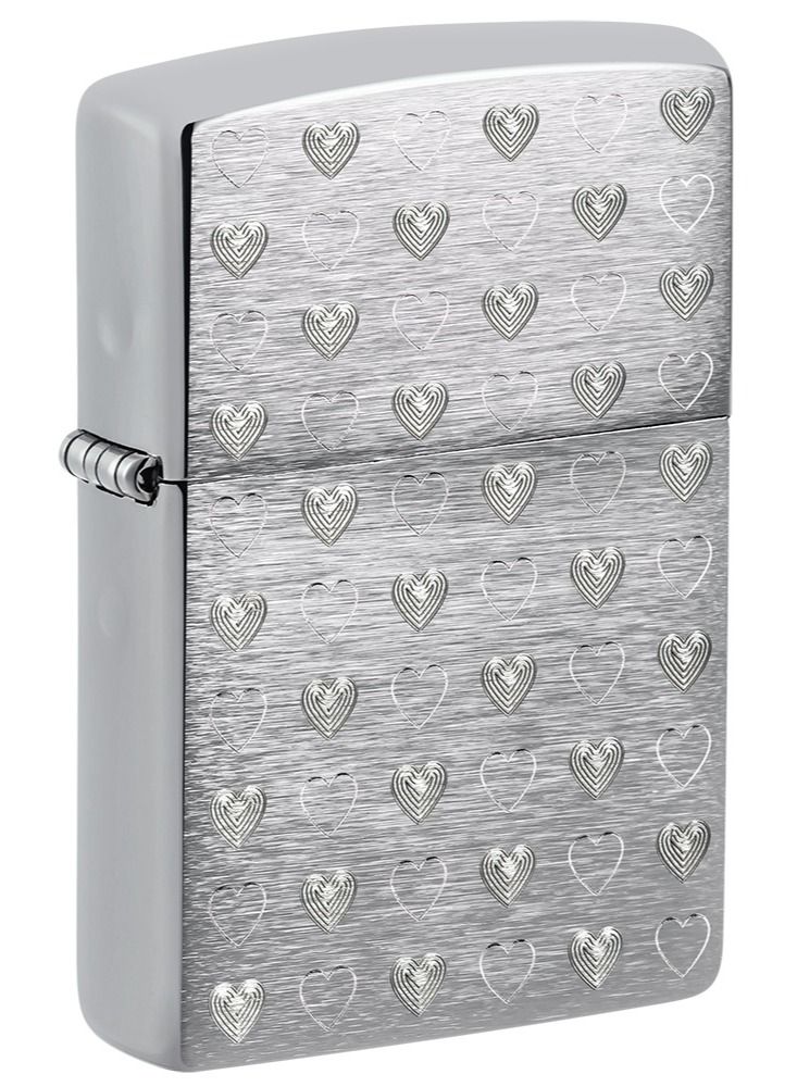 Zippo Ae179649 200 Muli Heart Brushed Chrome Windproof Lighter - Image 1