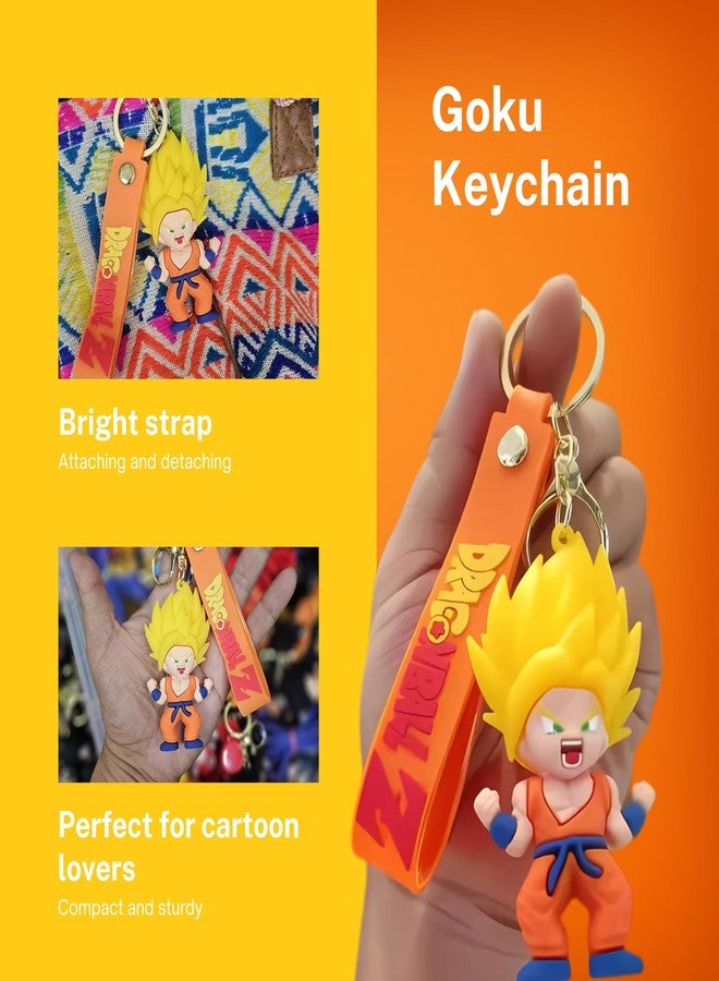 90's Kids Super Saiyan Goku Keychain - Anime Figure with Orange Strap & Gold Keyring - Perfect for DBZ Fans & Collectors - Image 5