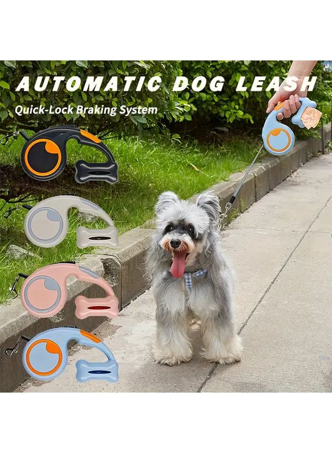 Pink XL Heavy Duty Retractable Dog Leash Auto Adjusting Length ABS Collar Waste Bag Holder Locking Training Lead for Large Dogs - Image 2