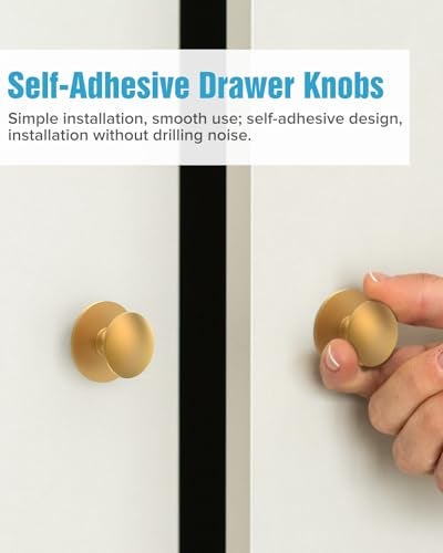 MeBantoo 20 Pack Gold SelfAdhesive Cabinet Knobs SelfStick Hardware Kitchen Cabinet Handles NoPunch Peel and Stick Drawer Knobs for Refrigerators Dressers Windows Closets - Image 3