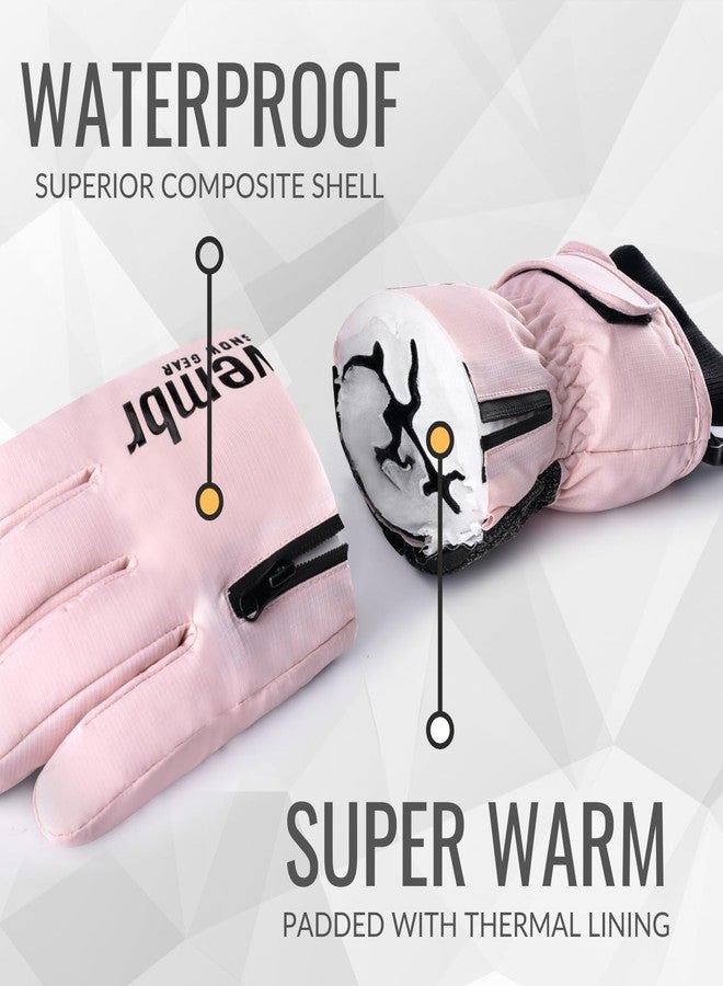 devembr Ski Gloves with Wrist Guards and Undercuff Design, Snowboarding Gloves Touchscreen, Pink, S - Image 3
