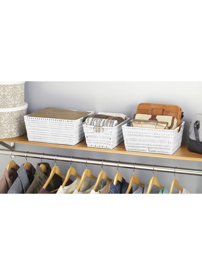 Whitmor Rattique Storage Baskets White 3 Piece Set - Image 2