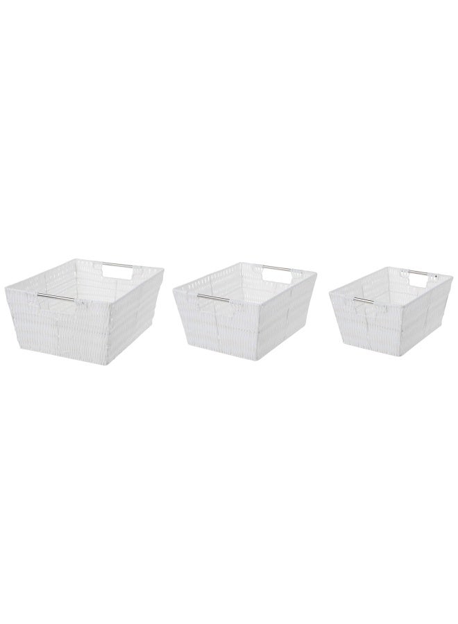 Whitmor Rattique Storage Baskets White 3 Piece Set - Image 4