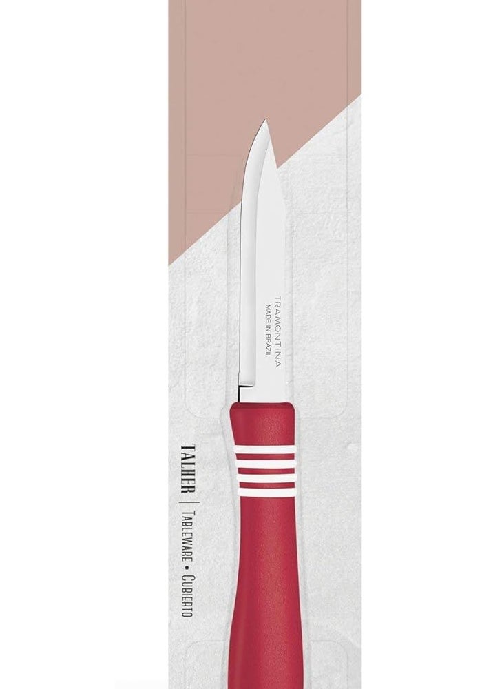 Tramontina Cor & Cor 3" Vegetable and Fruit Knife with Red Polypropylene Handle - Image 3