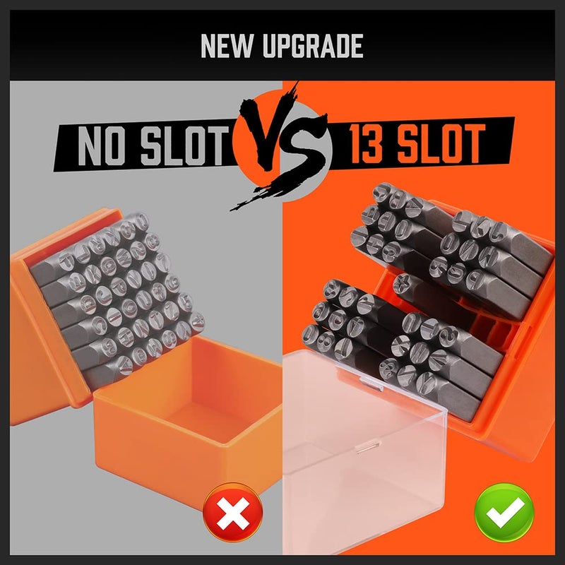 HORUSDY 37-Piece Number and Letter Stamp Set 1/4 (6mm) (A-Z & 0-9 + Stars) Punch Perfect for Imprinting Metal Stamping kit, Plastic, Wood, Leather - Image 2