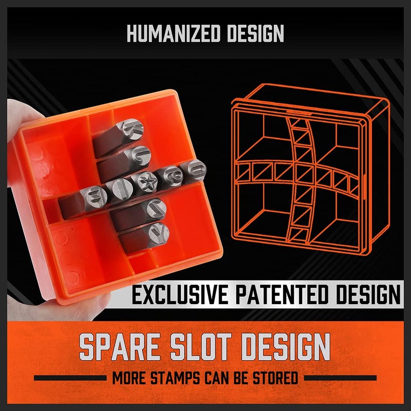 HORUSDY 37-Piece Number and Letter Stamp Set 1/4 (6mm) (A-Z & 0-9 + Stars) Punch Perfect for Imprinting Metal Stamping kit, Plastic, Wood, Leather - Image 5