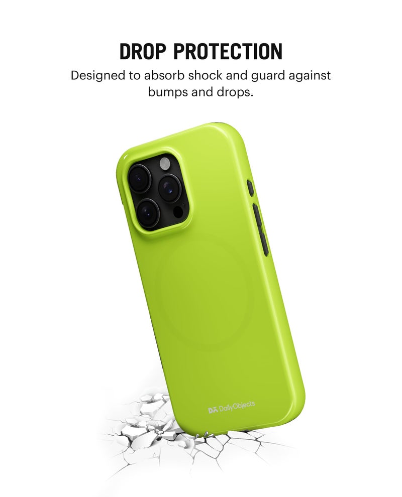 DailyObjects Polycarbonate Enamel Bumper Magsafe Case for iPhone 16 Pro Max Compatible with Mag-Safe Wireless Charging | Lime Hybrid Magnetic Back Cover - Image 4