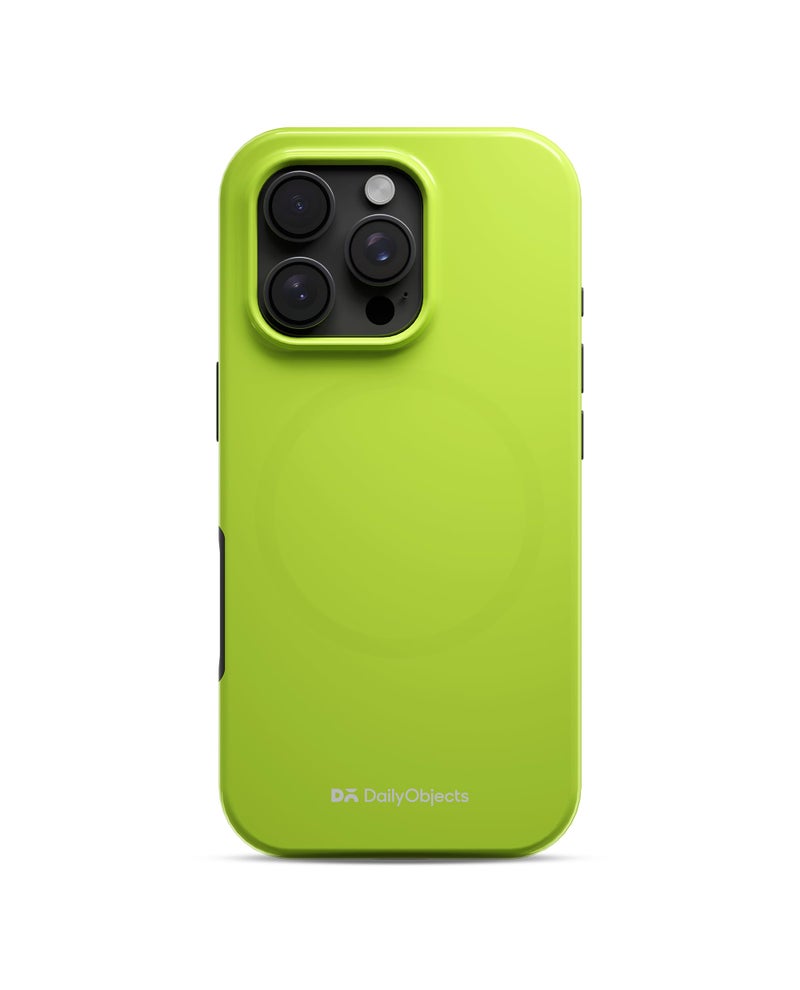 DailyObjects Polycarbonate Enamel Bumper Magsafe Case for iPhone 16 Pro Max Compatible with Mag-Safe Wireless Charging | Lime Hybrid Magnetic Back Cover - Image 1