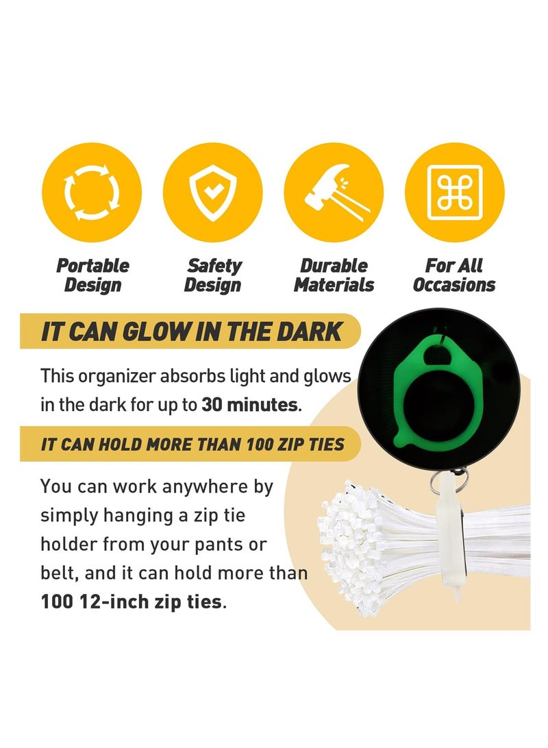 SYOSI 3PCS Zip Tie Organizer, Light Plastic Cable Tie Holder for Efficient Cable Management, Reusable Zip Ties Holder for Easy and Neat Organization (White) - Image 5