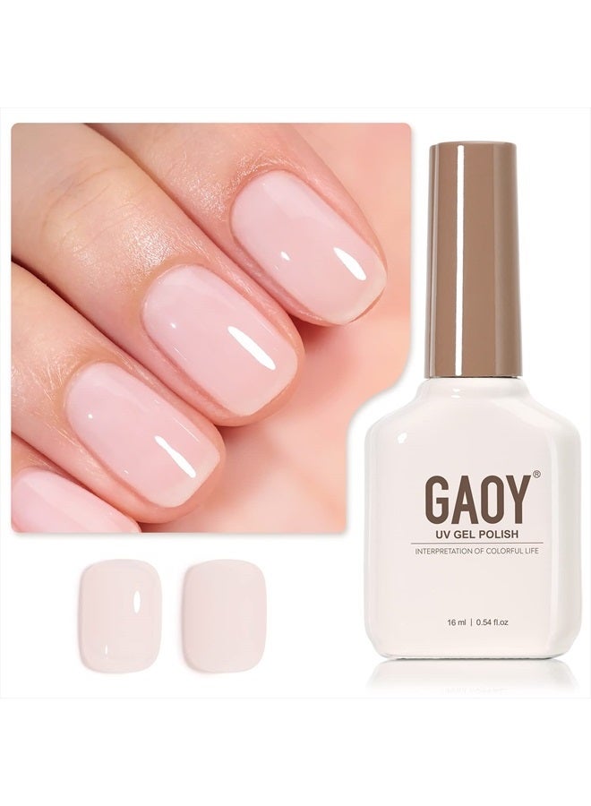 GAOY Sheer Light Pink Gel Nail Polish, 16ml Jelly Milky White Peach Translucent Color 1352 UV Light Cure Gel Polish for Nail Art DIY Manicure and Pedicure at Home - Image 1