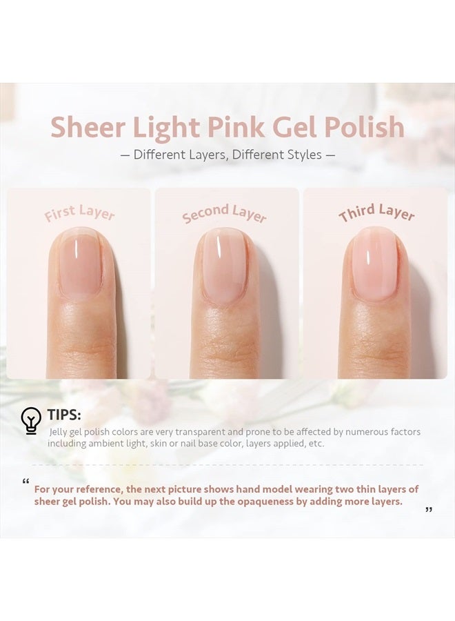 GAOY Sheer Light Pink Gel Nail Polish, 16ml Jelly Milky White Peach Translucent Color 1352 UV Light Cure Gel Polish for Nail Art DIY Manicure and Pedicure at Home - Image 2