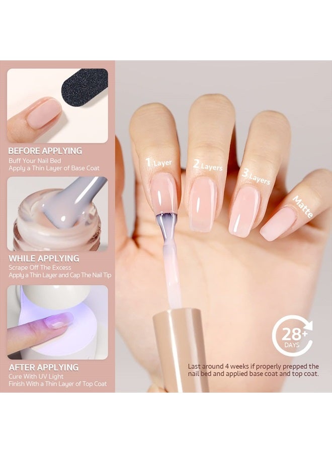 GAOY Sheer Light Pink Gel Nail Polish, 16ml Jelly Milky White Peach Translucent Color 1352 UV Light Cure Gel Polish for Nail Art DIY Manicure and Pedicure at Home - Image 4