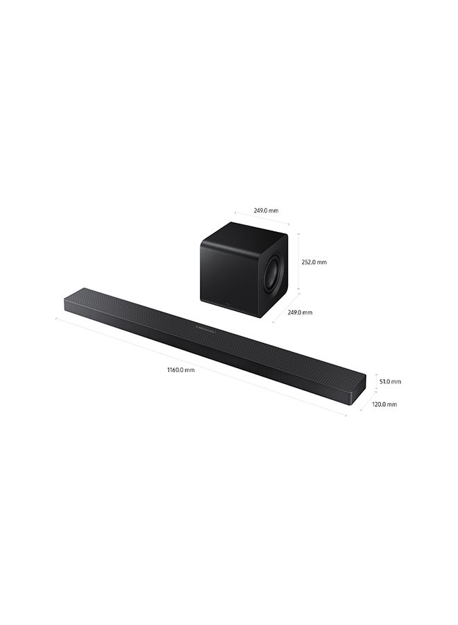 Samsung Soundbar with Subwoofer and 3.1.2 Channel System HW-QS700F Series Q (2025 Release), Convertible Fit, 3.1.2ch Soundbar, Samsung Saudi Arabia, 2 Year Warranty, HW-QS700F/SA Black - Image 2