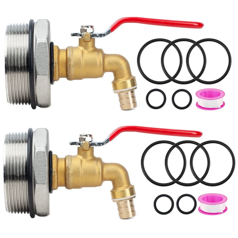 Savildo 2 Water Drum Faucet 34 inch Outlet Brass Barrel Faucet with EPDM Gasket for 55 Gallon Drum2 Pack - Image 2