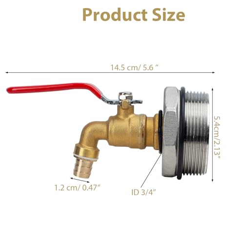 Savildo 2 Water Drum Faucet 34 inch Outlet Brass Barrel Faucet with EPDM Gasket for 55 Gallon Drum2 Pack - Image 3