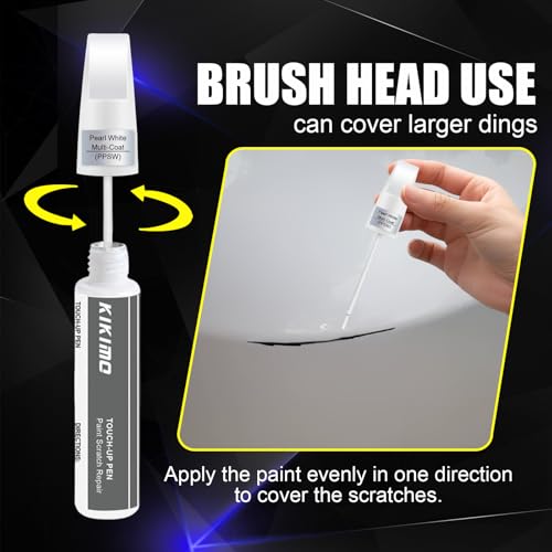 KIKIMO for Tesla Touch Up Paint(Pearl White Multi-Coat(PPSW)), Car Paint Repair Kit for Tesla Model Y/3/S/X, 2 In 1 Scratches Repair with Pen Tip and Brush, Color-Matched for Quick & Easy Fix - Image 3