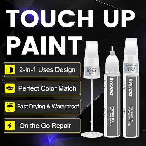 KIKIMO for Tesla Touch Up Paint(Pearl White Multi-Coat(PPSW)), Car Paint Repair Kit for Tesla Model Y/3/S/X, 2 In 1 Scratches Repair with Pen Tip and Brush, Color-Matched for Quick & Easy Fix - Image 2