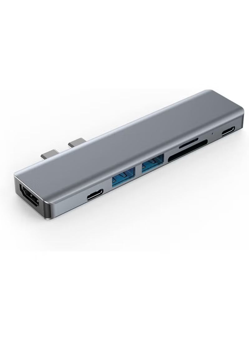 موزع USB Type-C متعدد الوظائف 7 منافذ مع HDMI وUSB 3.0 وUSB 2.0 وقارئ بطاقات SD وTF - Image 1