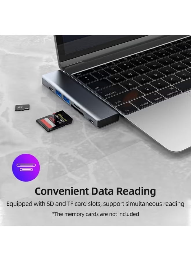 موزع USB Type-C متعدد الوظائف 7 منافذ مع HDMI وUSB 3.0 وUSB 2.0 وقارئ بطاقات SD وTF - Image 2