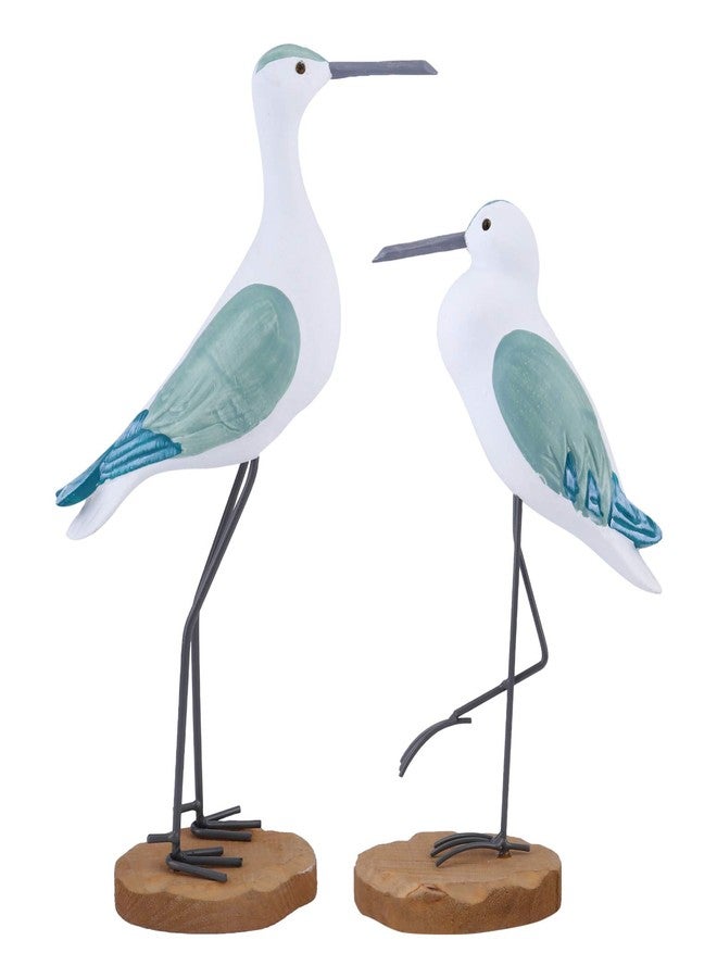 Sewroro 2pcs Wooden Seagull Statues, Wooden Seagull Figurine Bird Statues Simulation Sea Bird Figurines for Home Table Centerpiece - Image 1