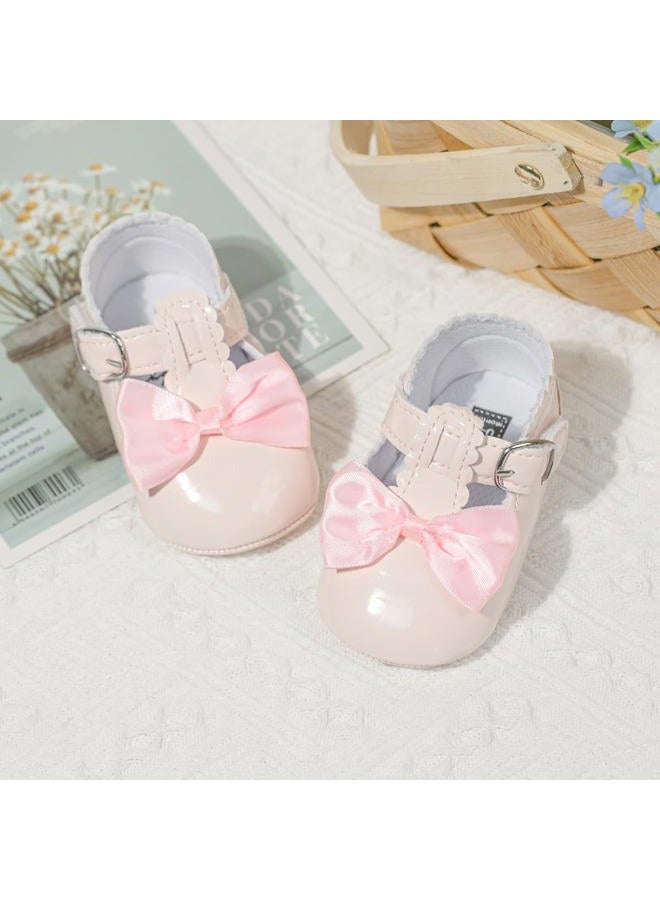 Meckior Infant Baby Girls Soft Sole Bowknot Princess Wedding Dress Mary Jane Flats Shoes Easter Light Baby Sneaker Shoes, H20/Pink, 6-12 Months - Image 4