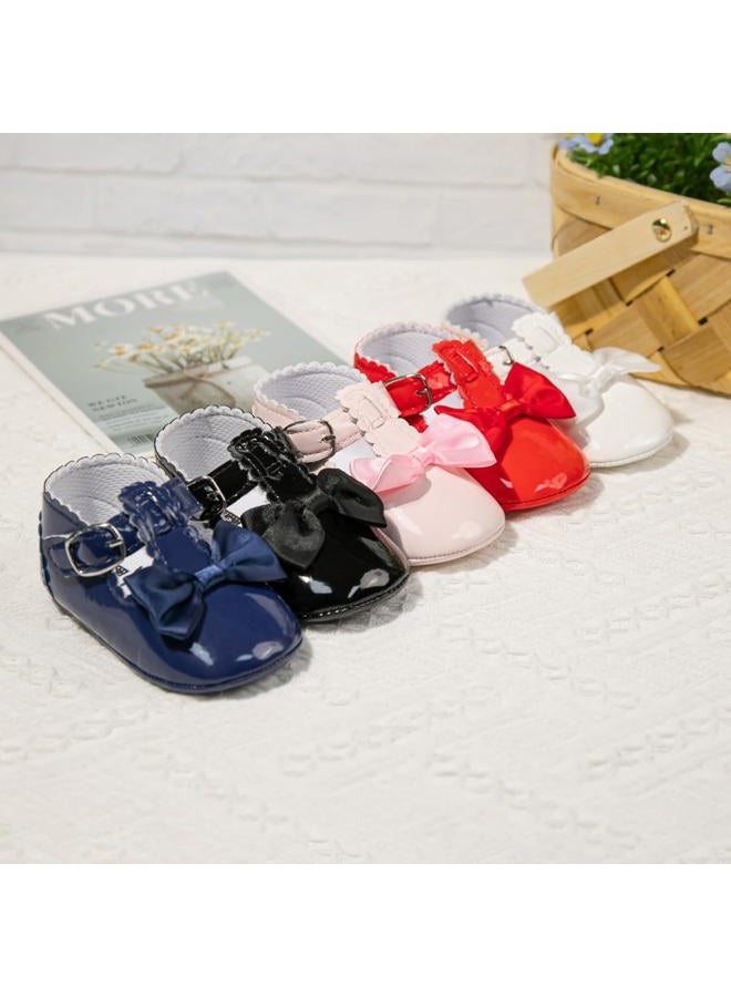Meckior Infant Baby Girls Soft Sole Bowknot Princess Wedding Dress Mary Jane Flats Shoes Easter Light Baby Sneaker Shoes, H20/Pink, 6-12 Months - Image 3