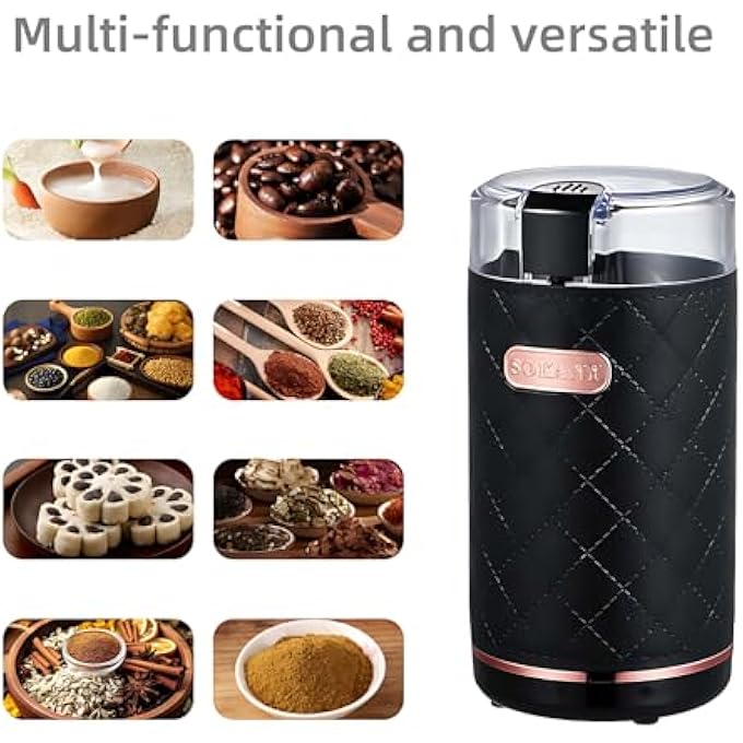 rayihni Portable Mini Electric Spice Coffee Grinder Mill Stainless Steel Blade Machine  3 Grind Settings PushToGrind Button Detachable Cup Dishwasher Safe Compact Coffee  Spice Grinder - Image 3