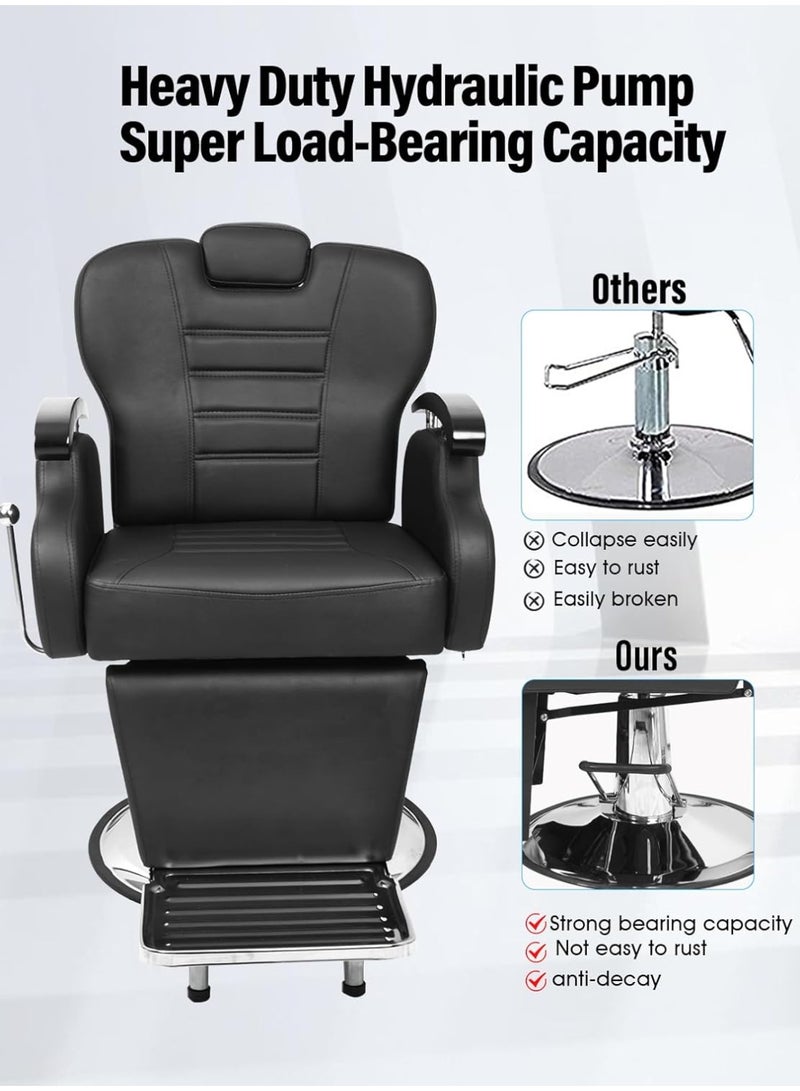 Meishida Men's Barber Chair - Adjustable Height and Recline, 360-Degree Rotation, Stainless Steel Base with Non-Slip Ring  - Image 4