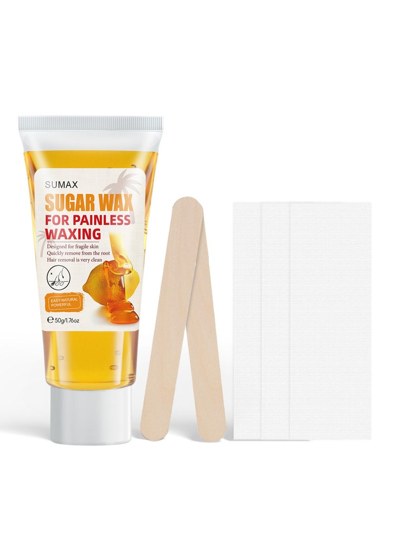 سوماكس Sugar Wax Kit for Hair, شمع طبيعي خال من الحرارة للوجه والساقين والجسم والبكيني والحواجب، تركيبة لطيفة للبشرة الحساسة، جميع مناطق الجسم، 1.76 أونصة - Image 1