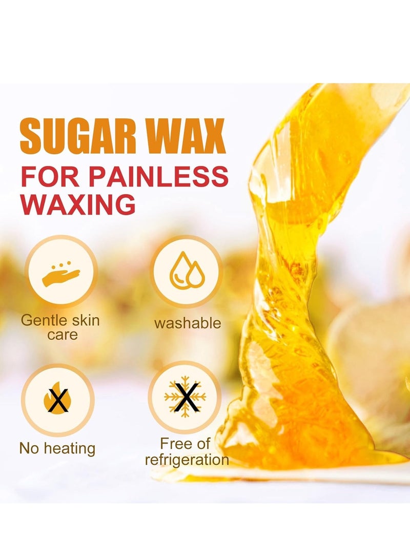 سوماكس Sugar Wax Kit for Hair, شمع طبيعي خال من الحرارة للوجه والساقين والجسم والبكيني والحواجب، تركيبة لطيفة للبشرة الحساسة، جميع مناطق الجسم، 1.76 أونصة - Image 2