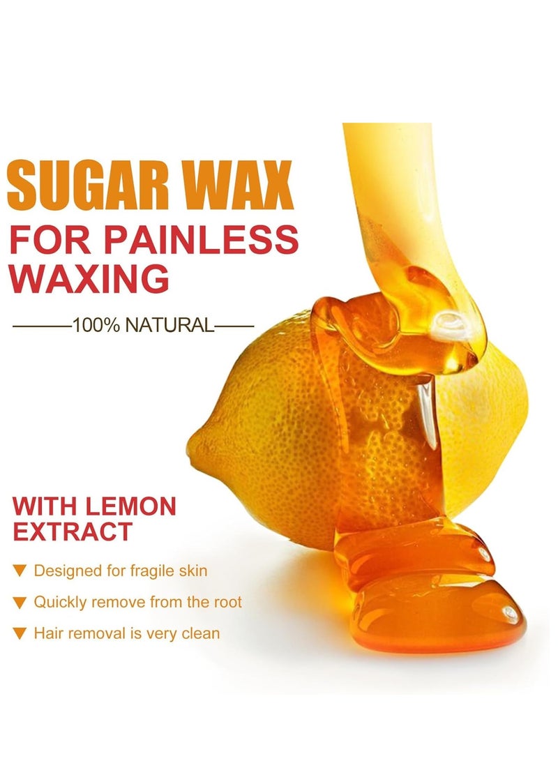 سوماكس Sugar Wax Kit for Hair, شمع طبيعي خال من الحرارة للوجه والساقين والجسم والبكيني والحواجب، تركيبة لطيفة للبشرة الحساسة، جميع مناطق الجسم، 1.76 أونصة - Image 3
