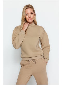 Mink Thick, Fleece Inside, Standing Collar Relaxed/Comfortable, Knitted Sweatshirt TWOAW20SW0584