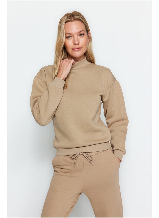 trendyol - Mink Thick, Fleece Inside, Standing Collar Relaxed/Comfortable, Knitted Sweatshirt TWOAW20SW0584 - Image 1