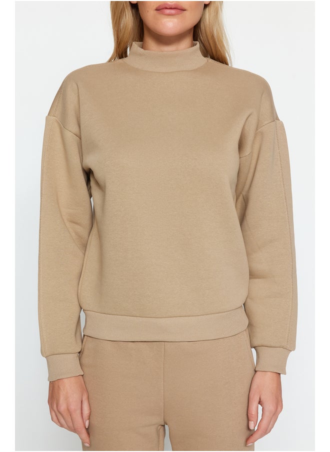trendyol - Mink Thick, Fleece Inside, Standing Collar Relaxed/Comfortable, Knitted Sweatshirt TWOAW20SW0584 - Image 1