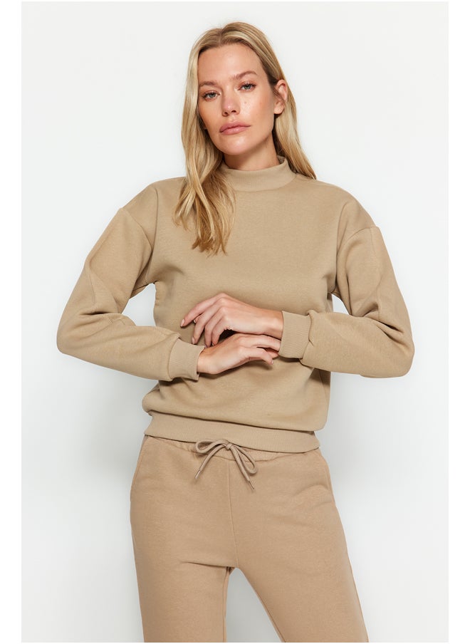 trendyol - Mink Thick, Fleece Inside, Standing Collar Relaxed/Comfortable, Knitted Sweatshirt TWOAW20SW0584 - Image 1
