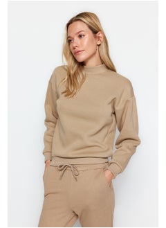 trendyol Mink Thick, Fleece Inside, Standing Collar Relaxed/Comfortable, Knitted Sweatshirt TWOAW20SW0584  - Image 3