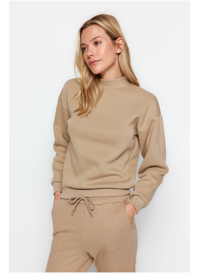 trendyol - Mink Thick, Fleece Inside, Standing Collar Relaxed/Comfortable, Knitted Sweatshirt TWOAW20SW0584 - Image 1
