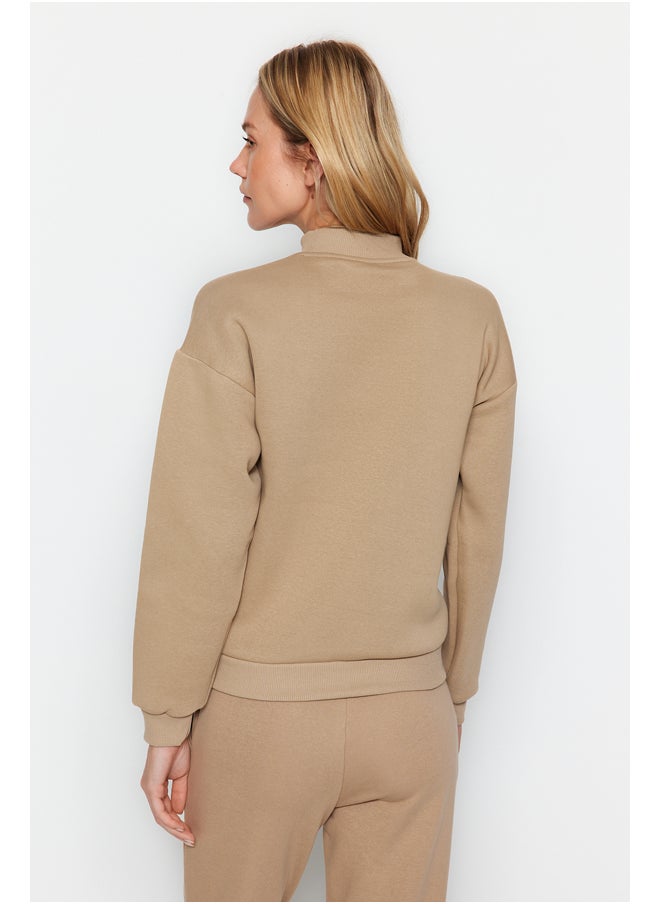 trendyol - Mink Thick, Fleece Inside, Standing Collar Relaxed/Comfortable, Knitted Sweatshirt TWOAW20SW0584 - Image 1