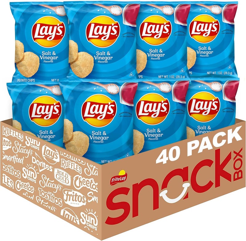 Lay's Salt & Vinegar Flavored Potato Chips (40 Count) - Image 1
