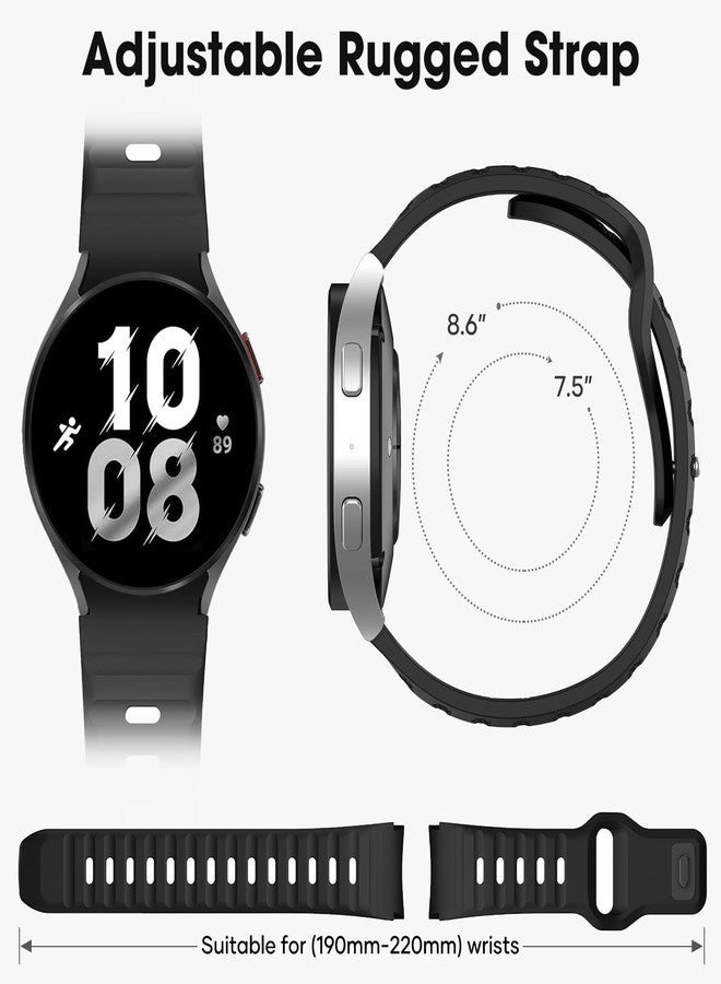 BandRain Rugged No Gap Band Compatible with Samsung Galaxy Watch 4 5 6 Band 44mm 40mm/Galaxy Watch 6 Classic Bands 47mm 43mm/Watch 5 Pro 45mm/Watch 4 Classic 46mm 42mm, Silicone Replacement Sport Strap for Men - Image 4