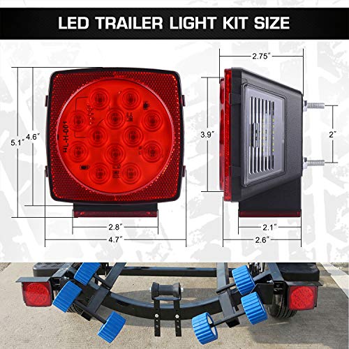 LINKITOM Submersible LED Trailer Light Kit, Super Bright Brake Stop Turn Tail License Lights for Camper Truck RV Boat Snowmobile Under 80" Inch, IP68, DOT Compliant - Image 5