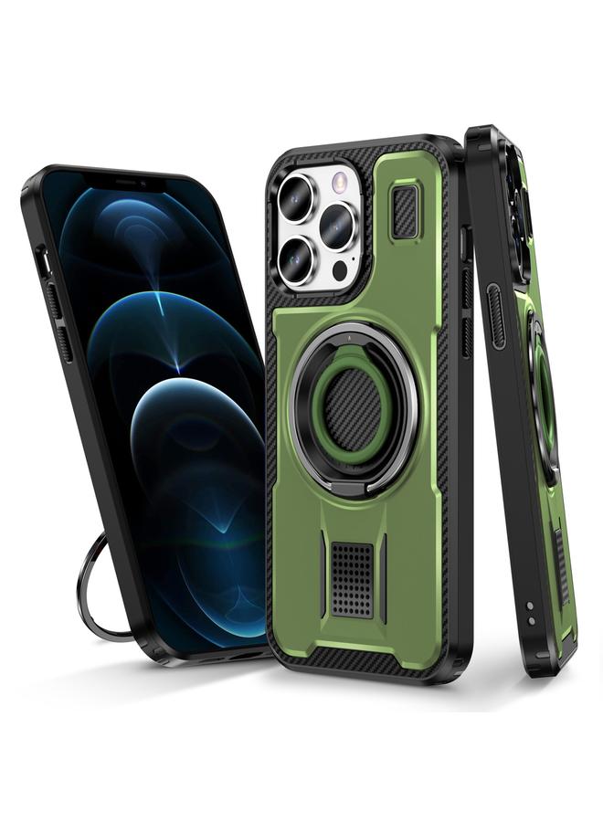 Zaboon Case For iPhone 12 Pro Max Ring Holder Carbon Fiber PC Hybrid TPU Phone Case - Image 1