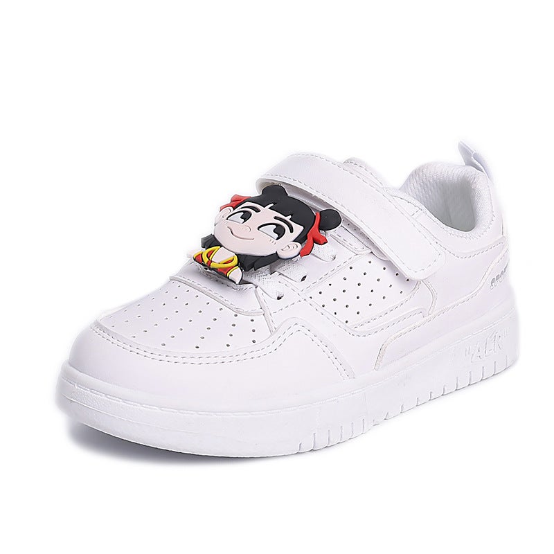 Children'S Velcro Low-Top Board Shoes Which Doll Leather Non-Slip 2025 Spring New Casual Shoes For Middle And Big Children - Image 1
