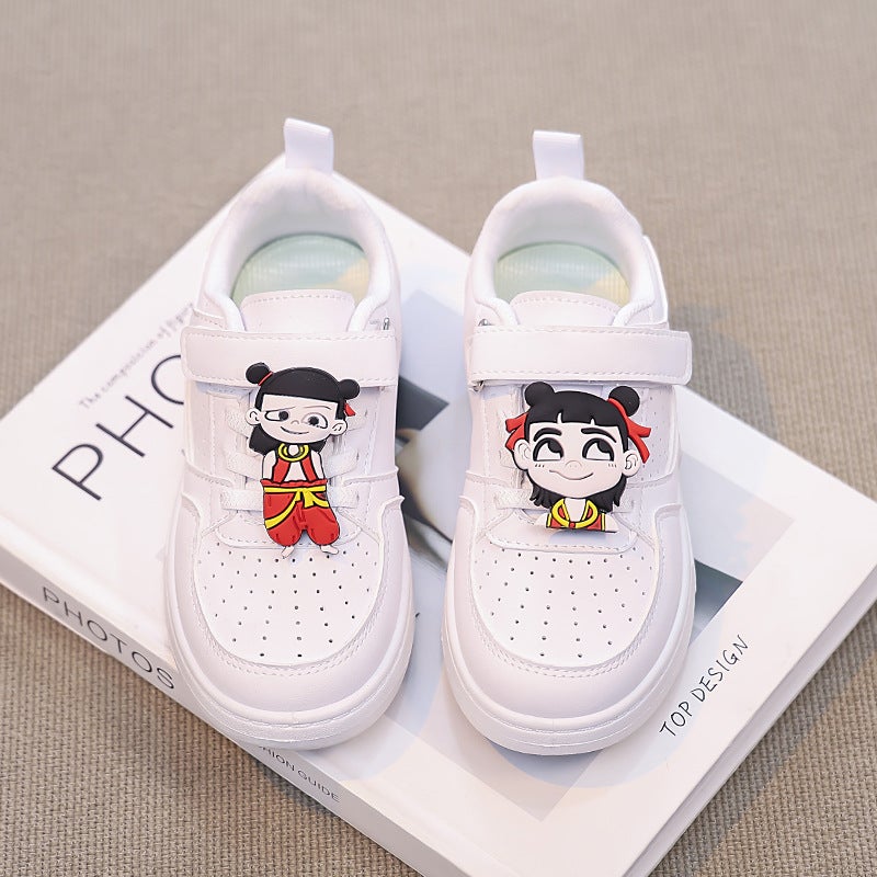 Children'S Velcro Low-Top Board Shoes Which Doll Leather Non-Slip 2025 Spring New Casual Shoes For Middle And Big Children - Image 3