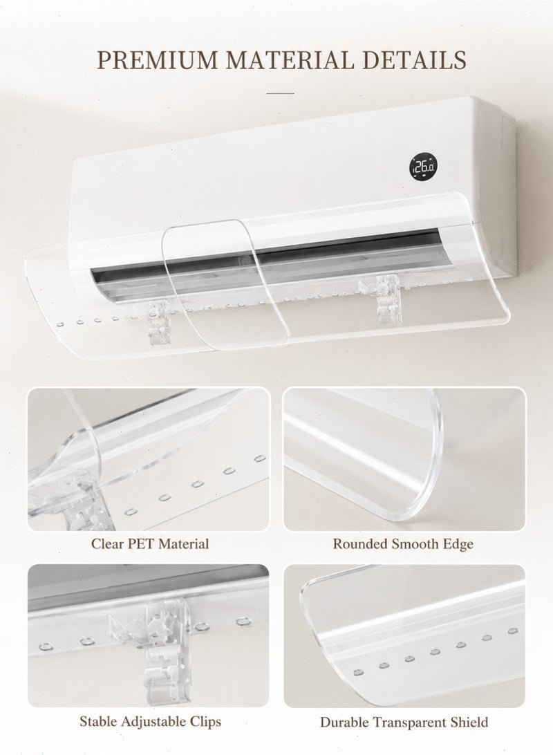 Pomefar Adjustable Air Conditioner Deflector, Easy Installation Without Punching For Wall Effectively Controls Airflow Direction and Improves Air Quality(Clear) - Image 4